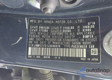 2018 Honda Civic Ex-T из США, поврежденный, VIN JHMFC1F31JX008639